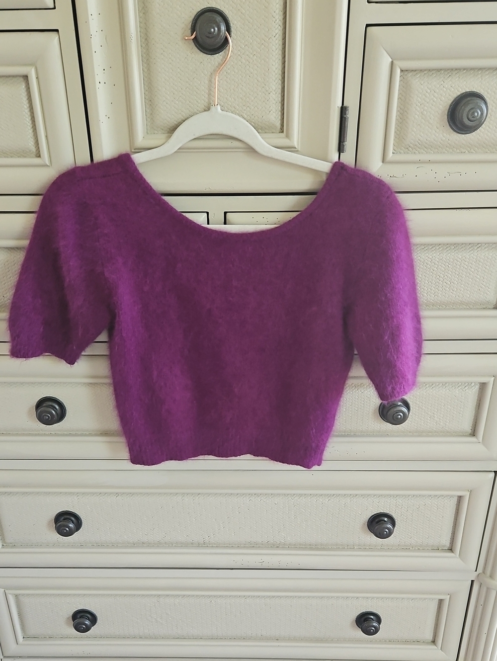 Vintage Esprit Cecily Purple Angora Blend Short-Sleeve Sweater Sz. M